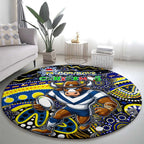 Merry Christmas Cowboys Round Carpet Aboriginal Santa Rugby Mascot - North Queensland