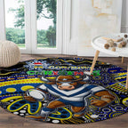 Merry Christmas Cowboys Round Carpet Aboriginal Santa Rugby Mascot - North Queensland