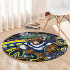 Merry Christmas Cowboys Round Carpet Aboriginal Santa Rugby Mascot - North Queensland