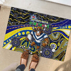 Merry Christmas Cowboys Rubber Doormat Aboriginal Santa Rugby Mascot - North Queensland