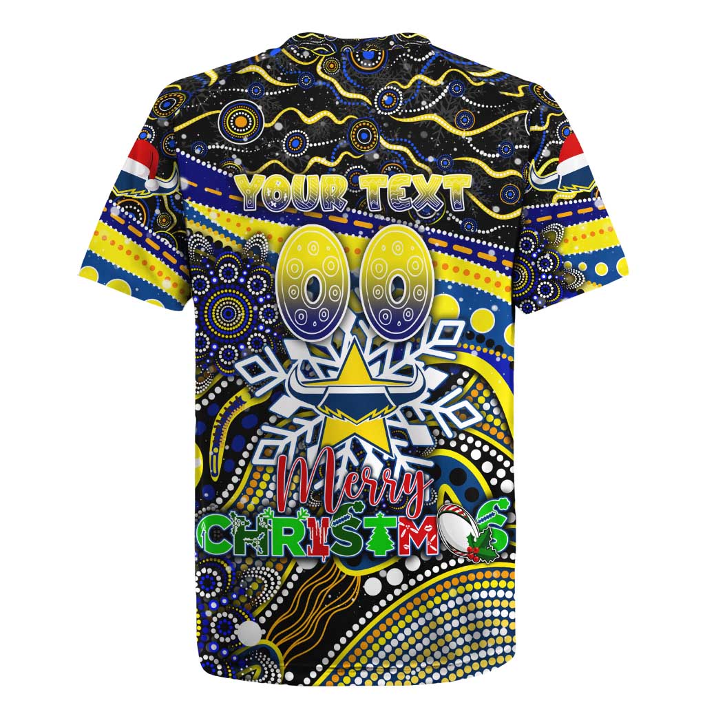 Merry Christmas Cowboys Rugby Jersey Aboriginal Santa Rugby Mascot - North Queensland