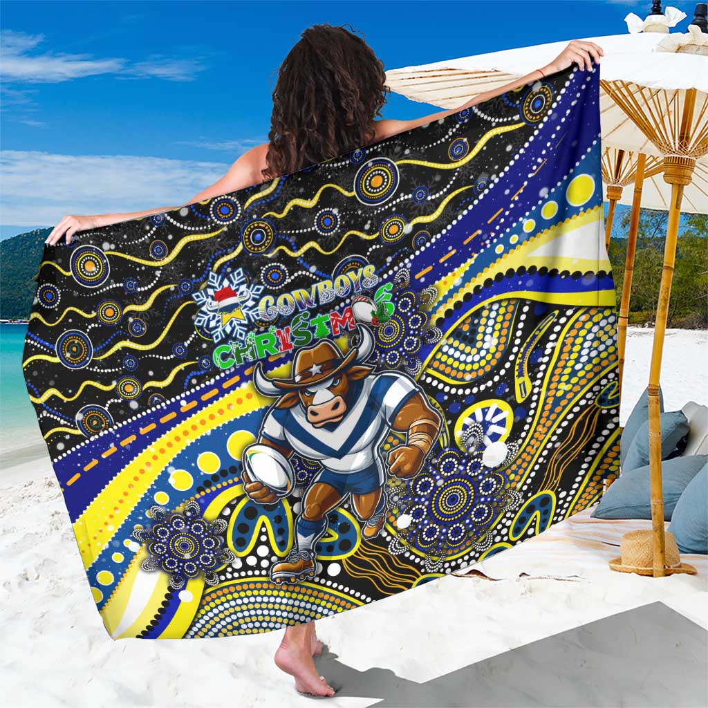 Merry Christmas Cowboys Sarong Aboriginal Santa Rugby Mascot - North Queensland