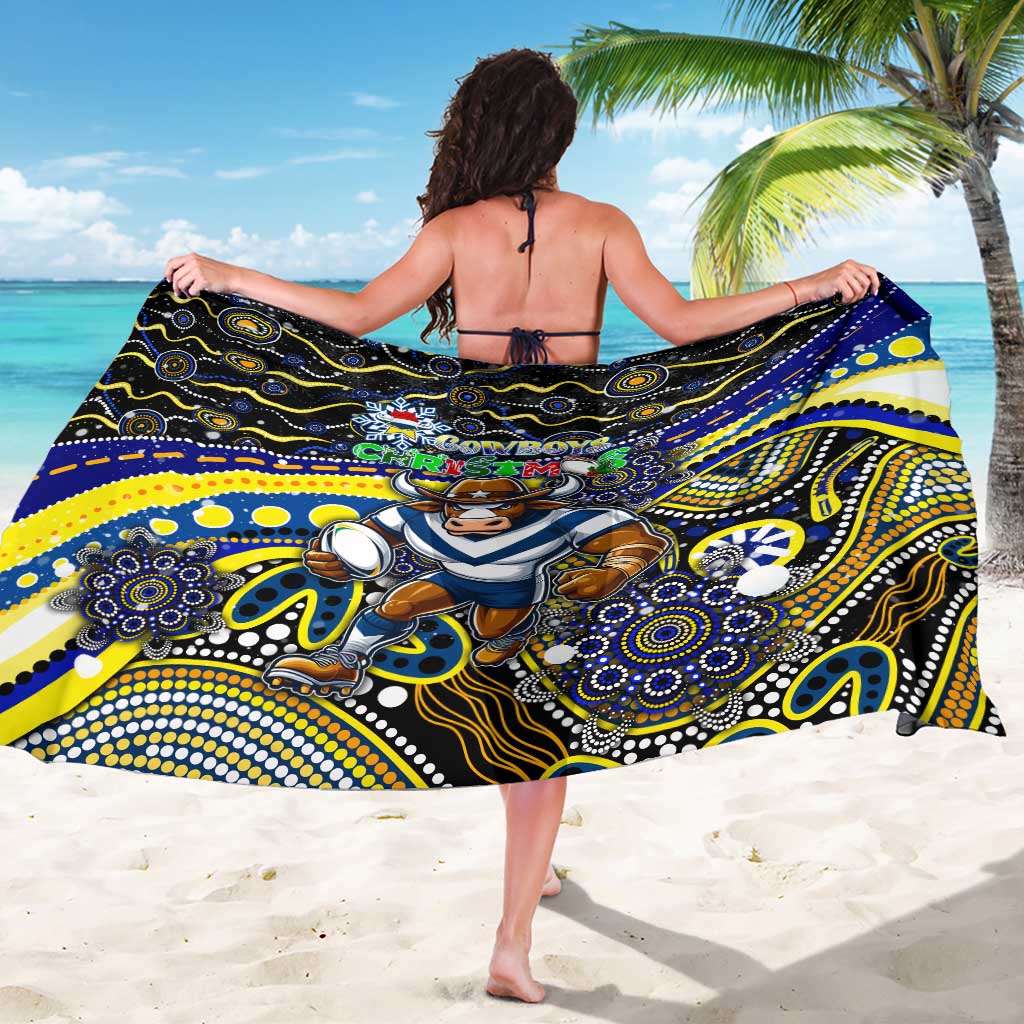 Merry Christmas Cowboys Sarong Aboriginal Santa Rugby Mascot - North Queensland