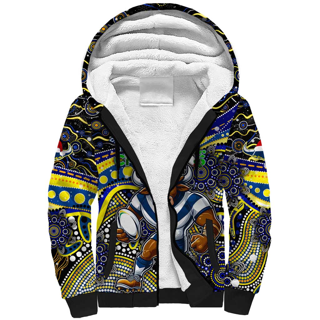 Merry Christmas Cowboys Sherpa Hoodie Aboriginal Santa Rugby Mascot - North Queensland