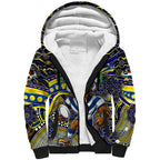 Merry Christmas Cowboys Sherpa Hoodie Aboriginal Santa Rugby Mascot - North Queensland