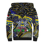 Merry Christmas Cowboys Sherpa Hoodie Aboriginal Santa Rugby Mascot - North Queensland