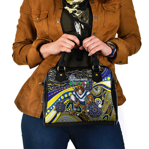 Merry Christmas Cowboys Shoulder Handbag Aboriginal Santa Rugby Mascot - North Queensland
