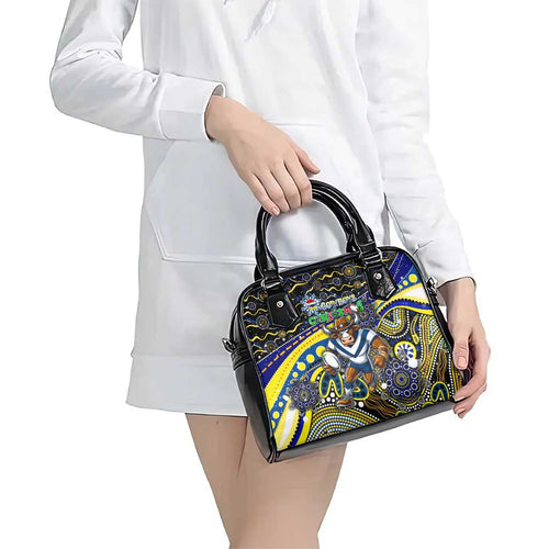 Merry Christmas Cowboys Shoulder Handbag Aboriginal Santa Rugby Mascot - North Queensland