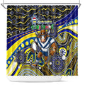 Merry Christmas Cowboys Shower Curtain Aboriginal Santa Rugby Mascot - North Queensland