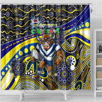 Merry Christmas Cowboys Shower Curtain Aboriginal Santa Rugby Mascot - North Queensland