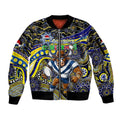 Merry Christmas Cowboys Sleeve Zip Bomber Jacket Aboriginal Santa Rugby Mascot - North Queensland