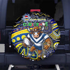 Merry Christmas Cowboys Spare Tire Cover Aboriginal Santa Rugby Mascot - North Queensland