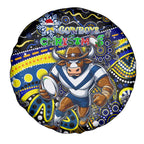 Merry Christmas Cowboys Spare Tire Cover Aboriginal Santa Rugby Mascot - North Queensland