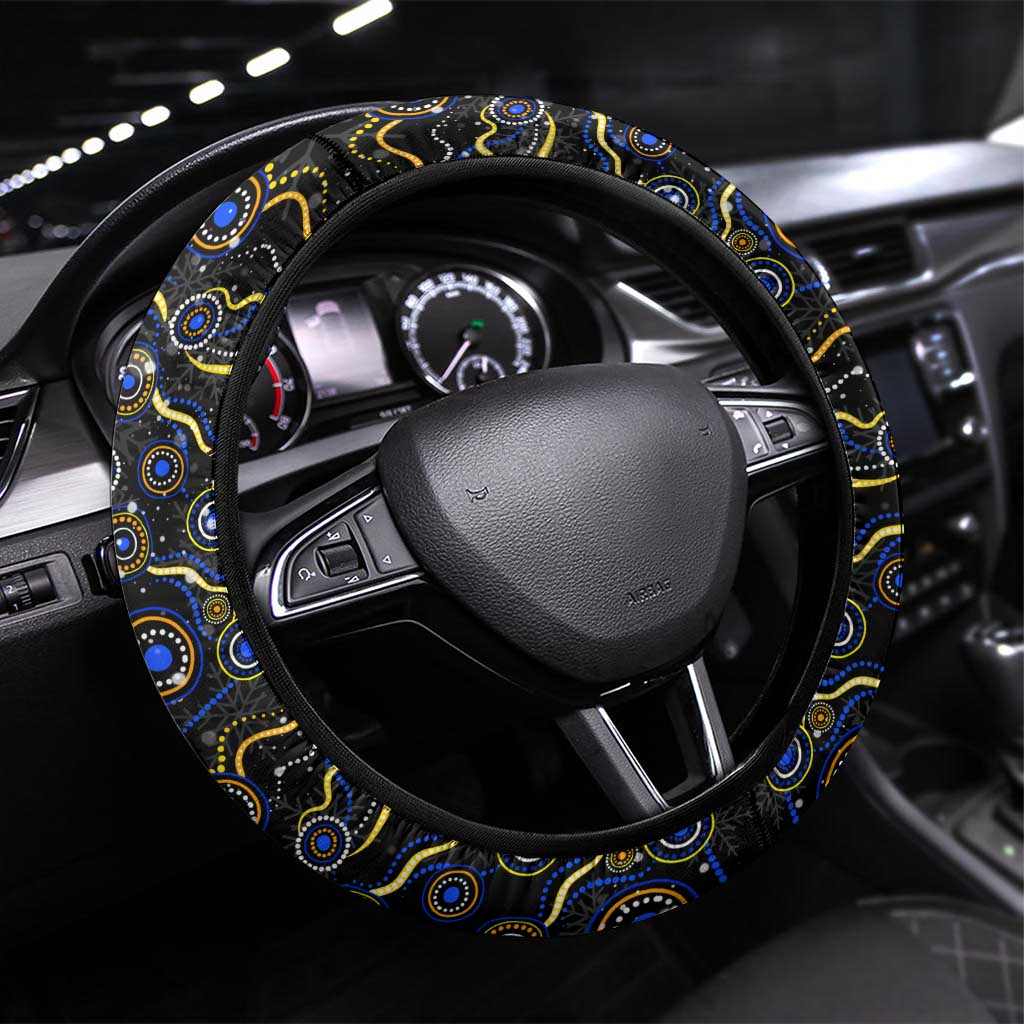 Merry Christmas Cowboys Steering Wheel Cover Aboriginal Santa Rugby Mascot - North Queensland