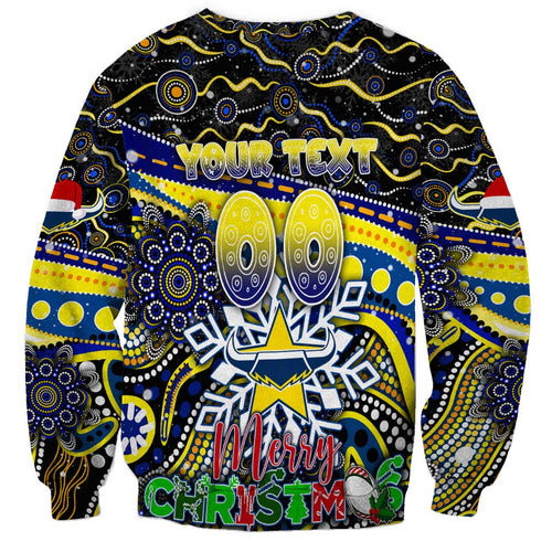 Merry Christmas Cowboys Sweatshirt Aboriginal Santa Rugby Mascot - North Queensland