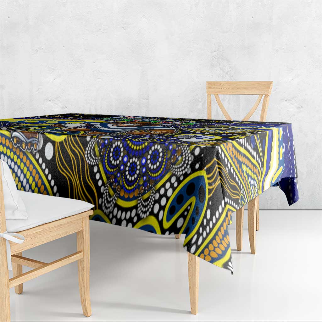 Merry Christmas Cowboys Tablecloth Aboriginal Santa Rugby Mascot - North Queensland