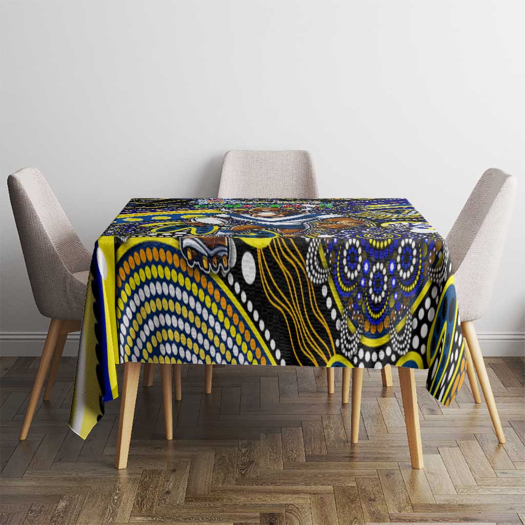 Merry Christmas Cowboys Tablecloth Aboriginal Santa Rugby Mascot - North Queensland