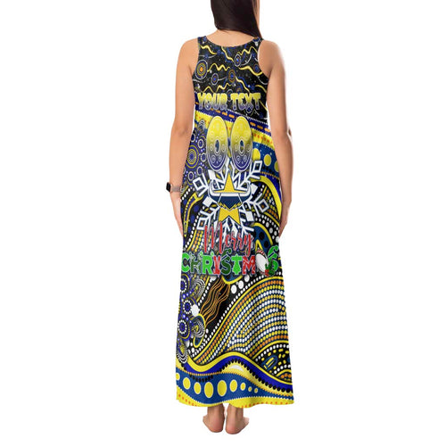 Merry Christmas Cowboys Tank Maxi Dress Aboriginal Santa Rugby Mascot - North Queensland