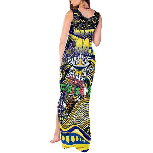Merry Christmas Cowboys Tank Maxi Dress Aboriginal Santa Rugby Mascot - North Queensland