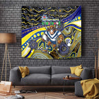 Merry Christmas Cowboys Tapestry Aboriginal Santa Rugby Mascot - North Queensland