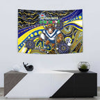 Merry Christmas Cowboys Tapestry Aboriginal Santa Rugby Mascot - North Queensland