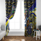 Merry Christmas Cowboys Window Curtain Aboriginal Santa Rugby Mascot - North Queensland