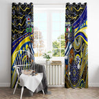 Merry Christmas Cowboys Window Curtain Aboriginal Santa Rugby Mascot - North Queensland