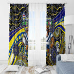 Merry Christmas Cowboys Window Curtain Aboriginal Santa Rugby Mascot - North Queensland