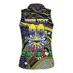 Merry Christmas Cowboys Women Sleeveless Polo Shirt Aboriginal Santa Rugby Mascot - North Queensland