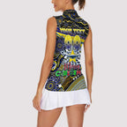 Merry Christmas Cowboys Women Sleeveless Polo Shirt Aboriginal Santa Rugby Mascot - North Queensland