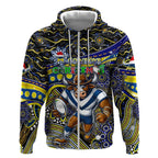 Merry Christmas Cowboys Zip Hoodie Aboriginal Santa Rugby Mascot - North Queensland