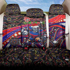 Merry Christmas Newcastle Knights Back Car Seat Cover Aboriginal Santa Rugby Mascot - Novocastrians