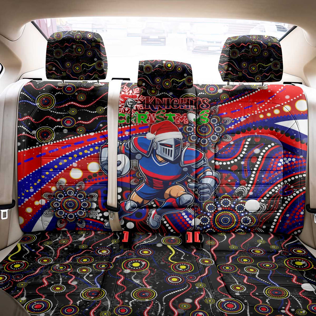 Merry Christmas Newcastle Knights Back Car Seat Cover Aboriginal Santa Rugby Mascot - Novocastrians