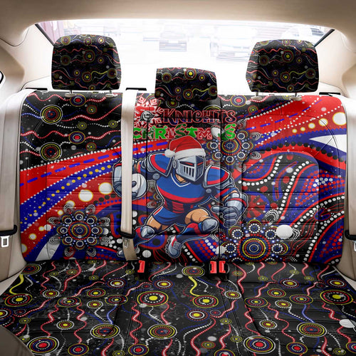 Merry Christmas Newcastle Knights Back Car Seat Cover Aboriginal Santa Rugby Mascot - Novocastrians