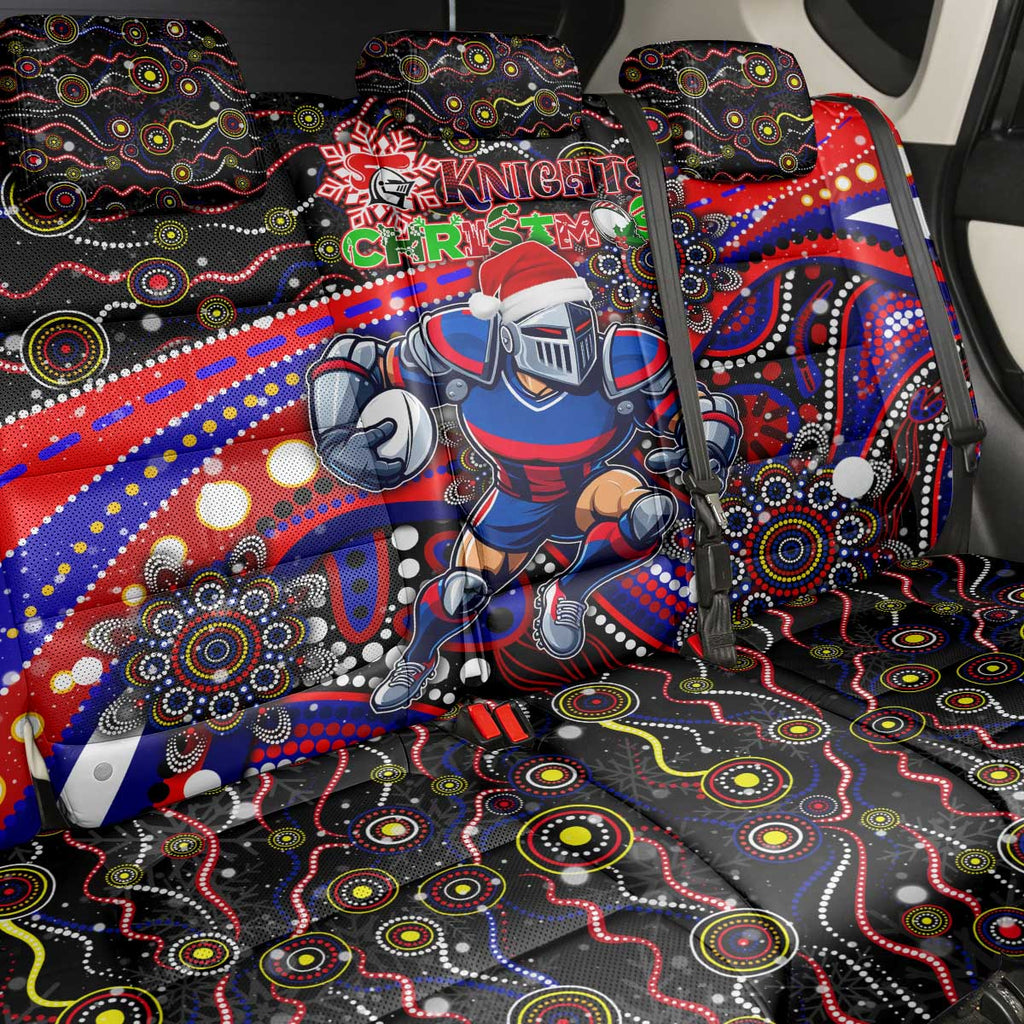 Merry Christmas Newcastle Knights Back Car Seat Cover Aboriginal Santa Rugby Mascot - Novocastrians