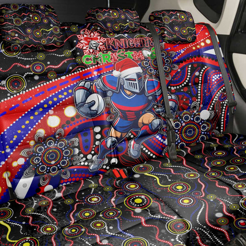 Merry Christmas Newcastle Knights Back Car Seat Cover Aboriginal Santa Rugby Mascot - Novocastrians