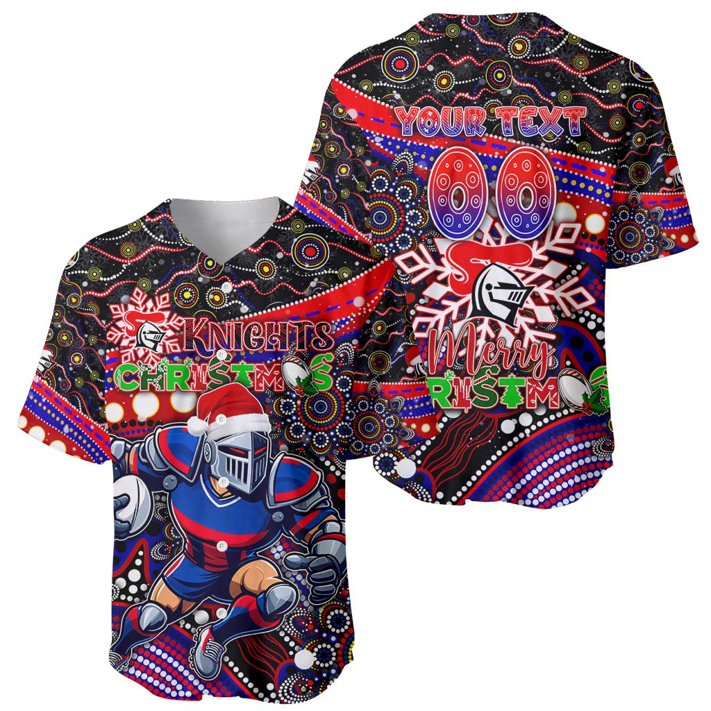 Merry Christmas Newcastle Knights Baseball Jersey Aboriginal Santa Rugby Mascot - Novocastrians