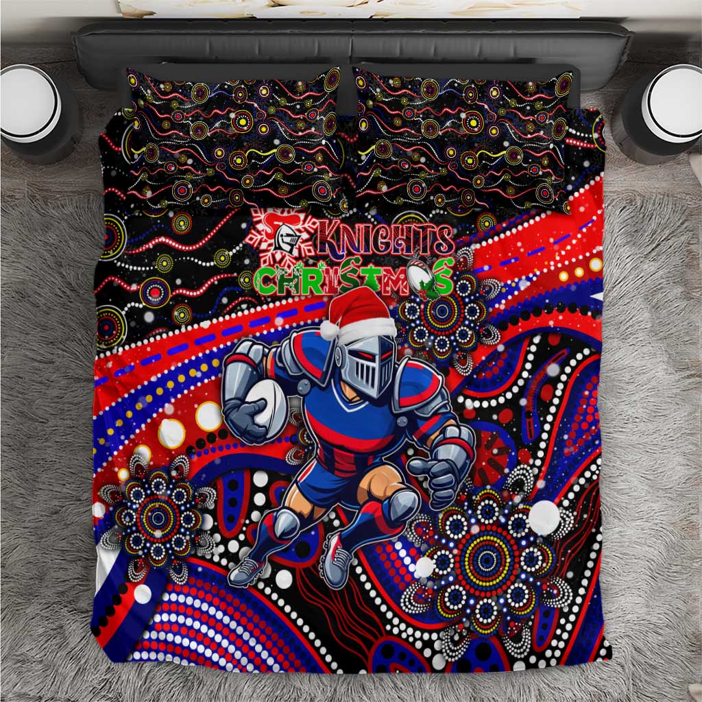Merry Christmas Newcastle Knights Bedding Set Aboriginal Santa Rugby Mascot - Novocastrians