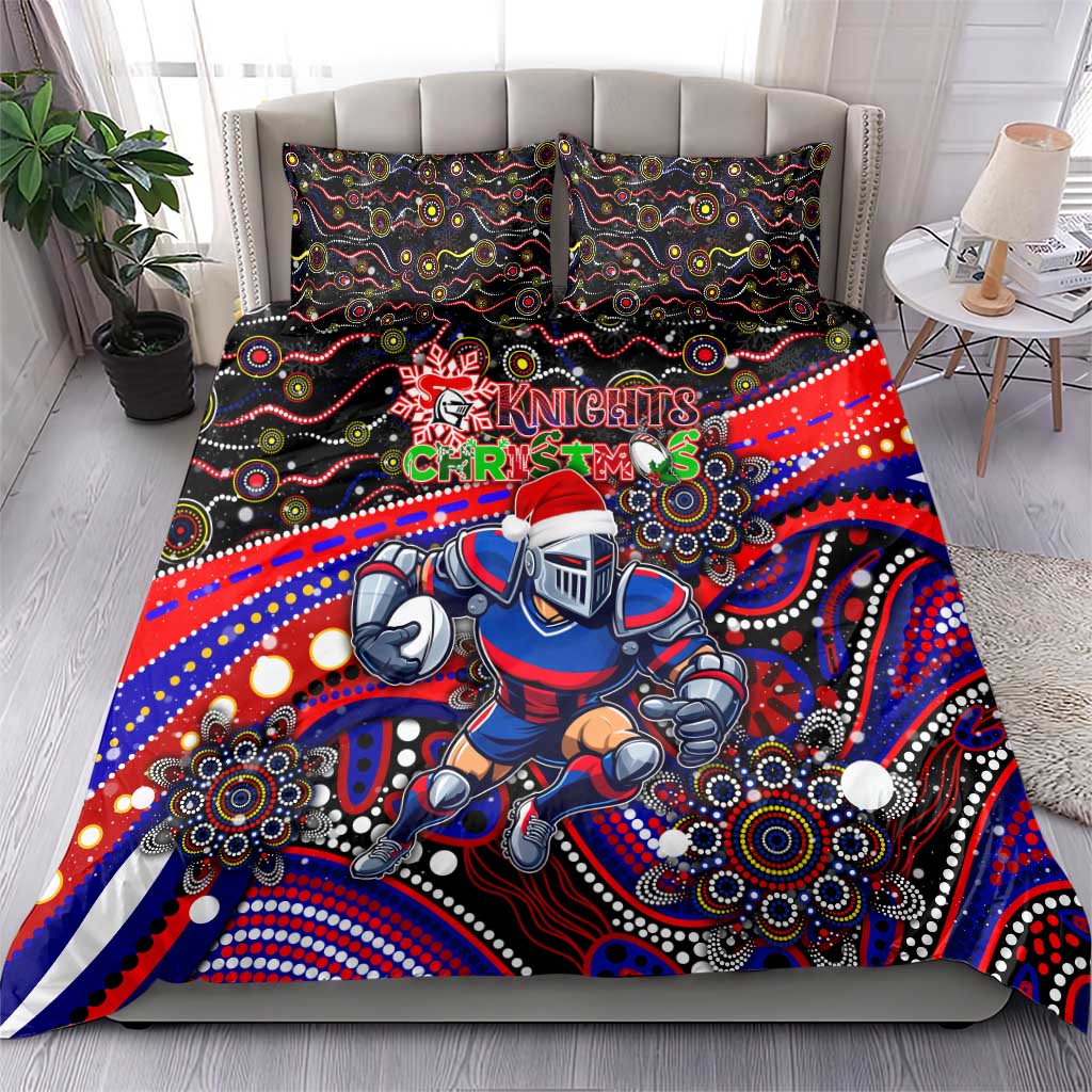Merry Christmas Newcastle Knights Bedding Set Aboriginal Santa Rugby Mascot - Novocastrians