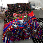 Merry Christmas Newcastle Knights Bedding Set Aboriginal Santa Rugby Mascot - Novocastrians