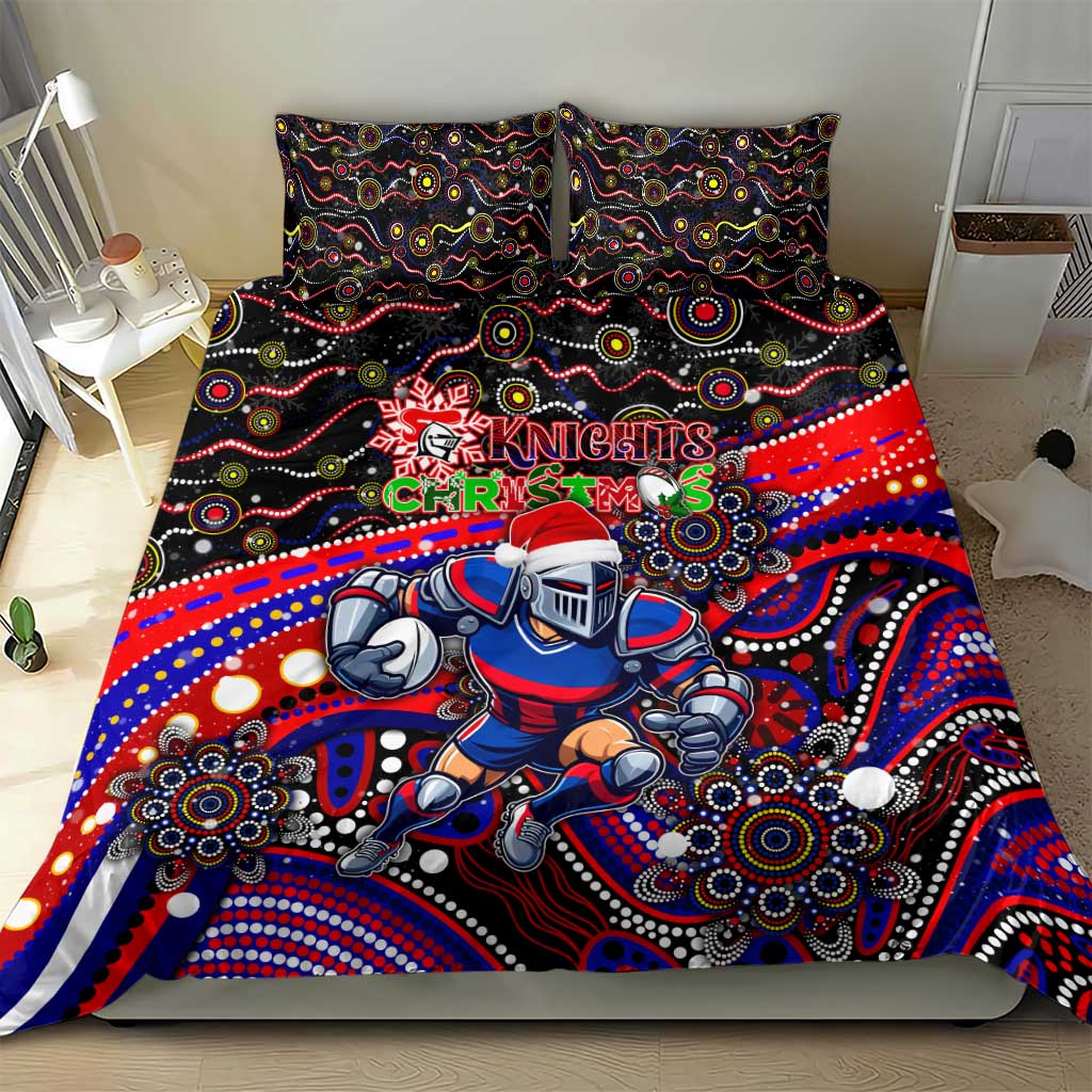 Merry Christmas Newcastle Knights Bedding Set Aboriginal Santa Rugby Mascot - Novocastrians