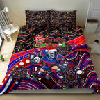 Merry Christmas Newcastle Knights Bedding Set Aboriginal Santa Rugby Mascot - Novocastrians