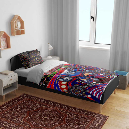 Merry Christmas Newcastle Knights Bedding Set Aboriginal Santa Rugby Mascot - Novocastrians