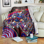 Merry Christmas Newcastle Knights Blanket Aboriginal Santa Rugby Mascot - Novocastrians