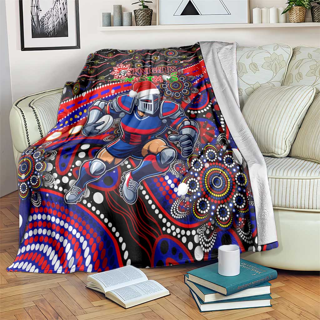 Merry Christmas Newcastle Knights Blanket Aboriginal Santa Rugby Mascot - Novocastrians