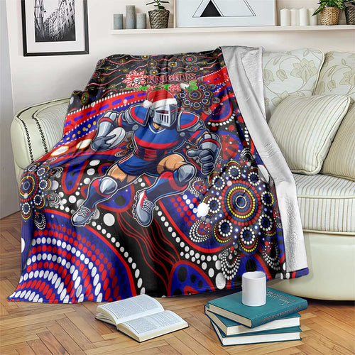 Merry Christmas Newcastle Knights Blanket Aboriginal Santa Rugby Mascot - Novocastrians