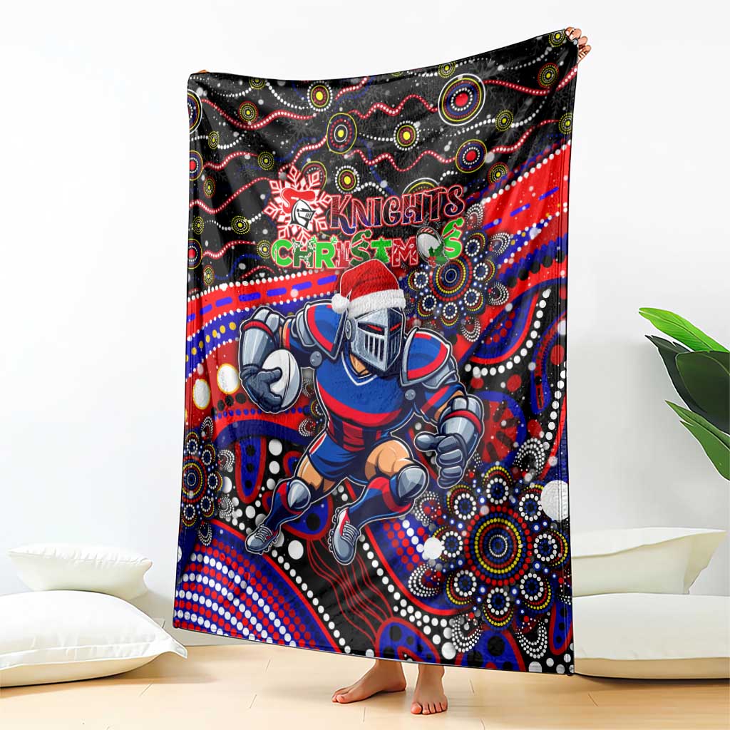 Merry Christmas Newcastle Knights Blanket Aboriginal Santa Rugby Mascot - Novocastrians