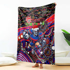 Merry Christmas Newcastle Knights Blanket Aboriginal Santa Rugby Mascot - Novocastrians