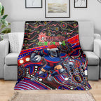 Merry Christmas Newcastle Knights Blanket Aboriginal Santa Rugby Mascot - Novocastrians