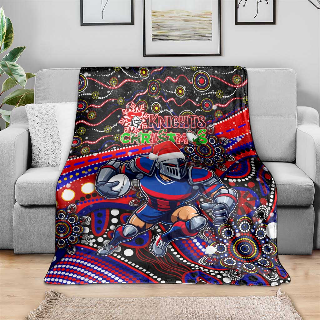 Merry Christmas Newcastle Knights Blanket Aboriginal Santa Rugby Mascot - Novocastrians
